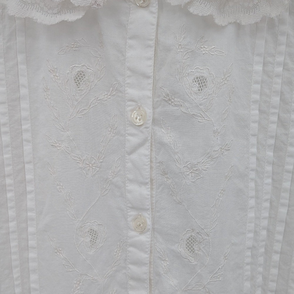 Boho Cottagecore Victorian 70s Saybury White Cotton Embroidery Lace Maxi M Gown - Picture 13 of 13